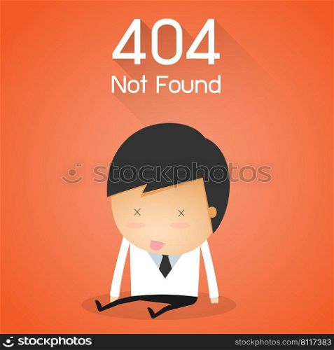 404 Error Page not found. businessman fail concept. Vector illustration