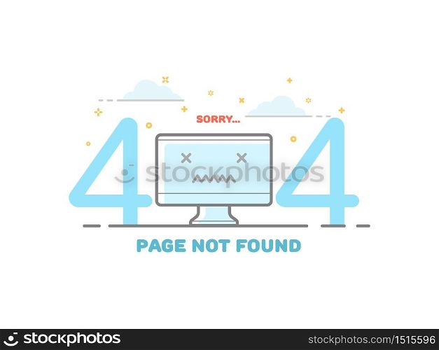 404 error page not found having problems with website or network with computer illustration