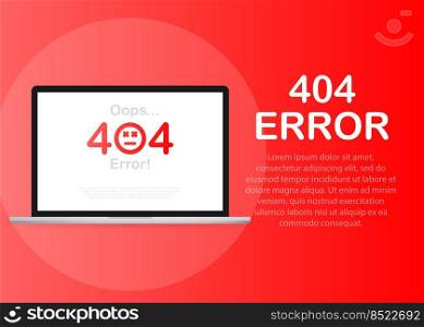 404 error page not found isolated in red background. Vector illustration. 404 error page not found isolated in red background. Vector illustration.