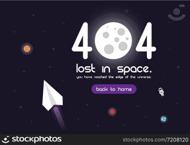 404 error page, template for website, lost in space