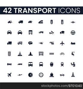 42 transport icons set Royalty Free Vector Image