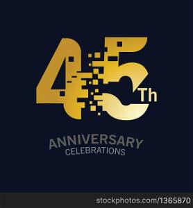 45 Year Anniversary logo template. Design Vector template for celebration