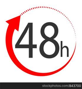 48 hours on white background. flat style. 48 hours sign. 48 hours for your web site design, logo, app, UI. 48 hours symbol. turn around time icon with circular arrow.