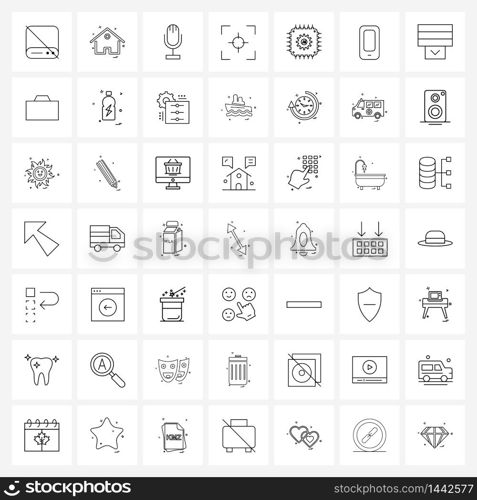 49 Editable Vector Line Icons and Modern Symbols of mobile, processor, microphone, circuit, target Vector Illustration