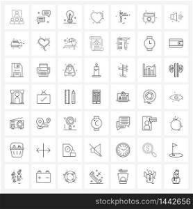 49 Interface Line Icon Set of modern symbols on water, favorite, creative idea, loved, heart Vector Illustration