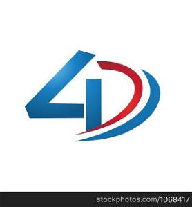 4D logo design concept vector.