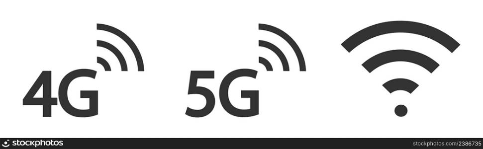 4G, 5G, wifi icon. Wireless internet network illustration symbol. Sign smartphone connection website vector.