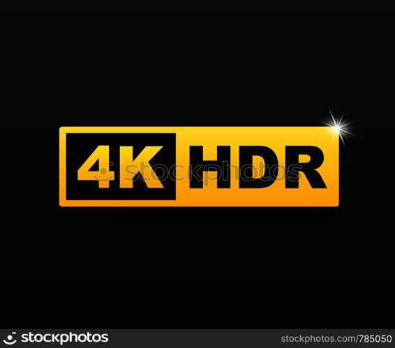 4K Ultra HD symbol, High definition 4K resolution mark, HDR. Vector illustration.. 4K Ultra HD symbol, High definition 4K resolution mark, HDR. Vector stock illustration.