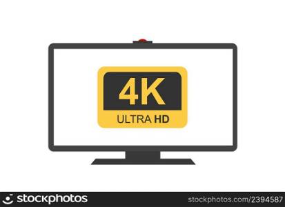 4K Ultra HD symbol, High definition 4K resolution mark on monitor screen. 4K Ultra HD symbol, High definition 4K resolution mark on monitor