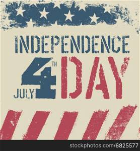 4th July Independence day. Grunge american flag background. Patriotic vintage design template.