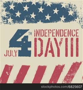 4th July Independence day. Grunge american flag background. Patriotic vintage design template.