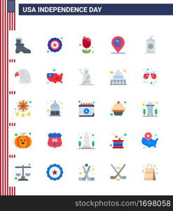 4th July USA Happy Independence Day Icon Symbols Group of 25 Modern Flats of usa  cola  usa  bottle  map Editable USA Day Vector Design Elements