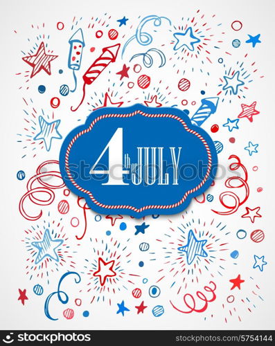 4th of July. American Independence Day. Hand-drawn pattern EPS10. American Independence Day. Hand-drawn pattern