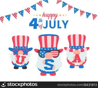 4th of july. Gnomes wore an American flag costume to celebrate Independence Day.