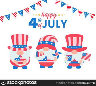 4th of july. Gnomes wore an American flag costume to celebrate Independence Day.