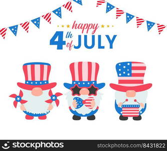 4th of july. Gnomes wore an American flag costume to celebrate Independence Day.