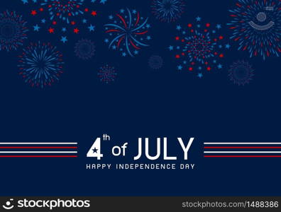 4th of july Happy Independence day design of fireworks on blue background vector illustration