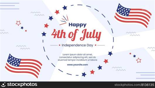 4th of July Happy Independence Day USA Post Social Media Template Vector Cartoon Illustration