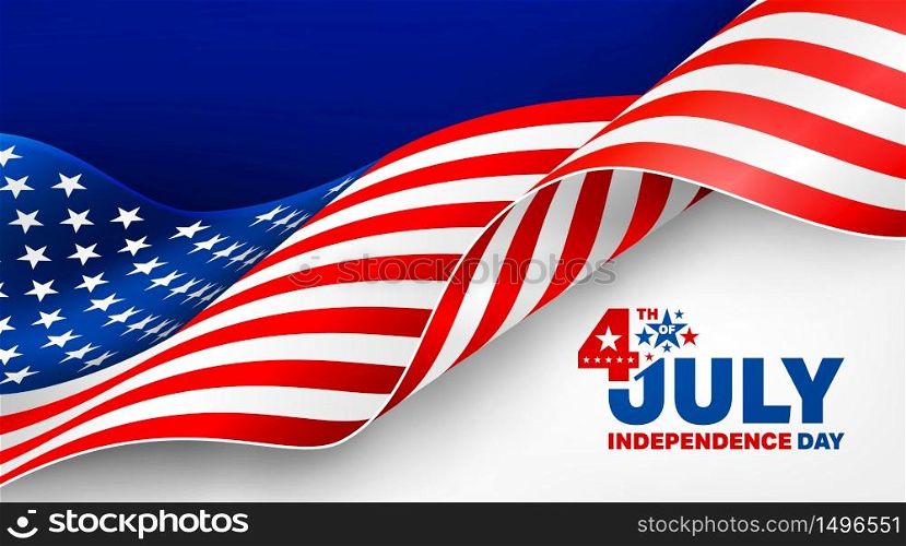 4th of July poster template.USA independence day celebration with American flag.USA 4th of July promotion advertising banner template for Brochures,Poster or Banner.Vector illustration EPS 10