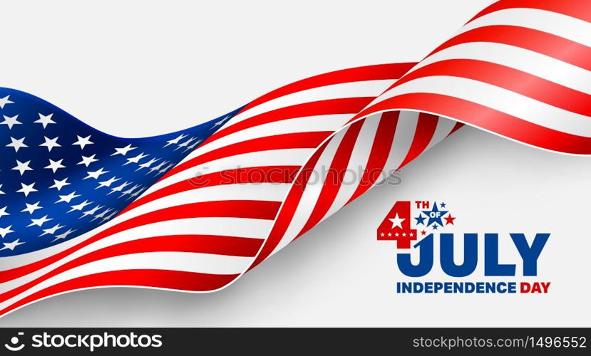 4th of July poster template.USA independence day celebration with American flag.USA 4th of July promotion advertising banner template for Brochures,Poster or Banner.Vector illustration EPS 10