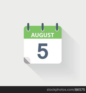 5 august calendar icon. 5 august calendar icon on grey background