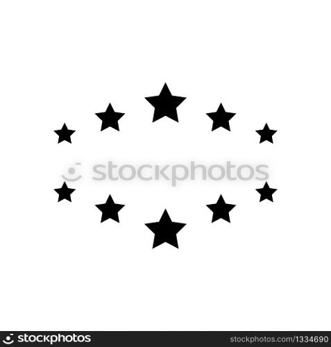 5 black stars are arranged in an arc on a transparent background. Stock vector