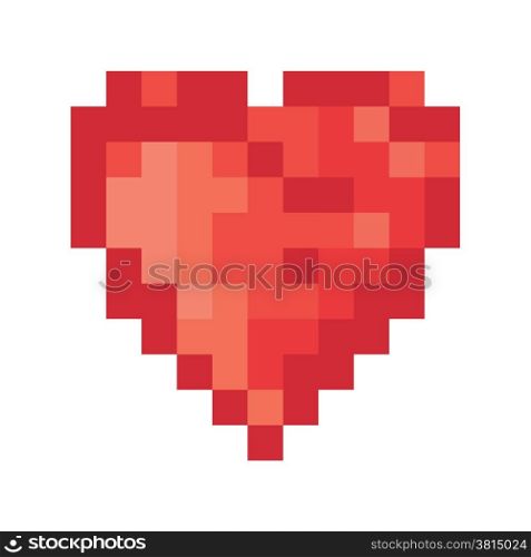 5 color pixel heart. Vector