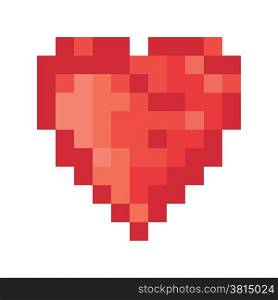 5 color pixel heart. Vector