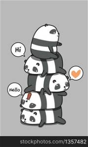5 cute panda characters.