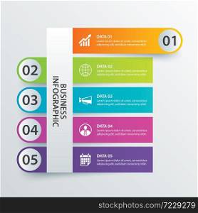 5 data Infographics tab in horizontal paper index template. Vector illustration abstract background. Can be used for workflow layout, business step, banner, web design.