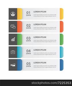 5 data Infographics tab paper index template. Vector illustration abstract background. Can be used for workflow layout, business step, banner, web design.