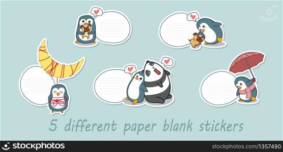 5 different paper blank stickers.