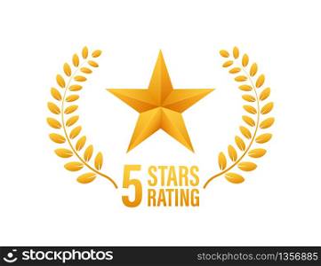 5 star rating. Badge with icons on white background. Vector illustration. 5 star rating. Badge with icons on white background. Vector illustration.