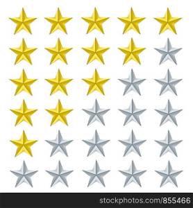 5 star rating, golden and silver. Vector illustration eps10. Isolated badge for website or app - stock infographics