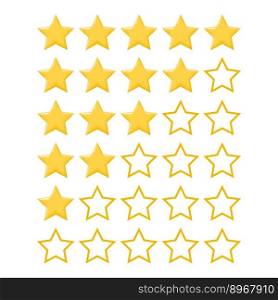 5 star rating. Yellow star icons in a row for customer voting for quality of service. Rating of sites on the Internet. Vector illustration.. 5 star rating. Rating of sites on the Internet.