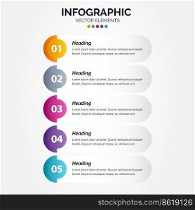 5 step business Vertical Infographic template Vector Illustration