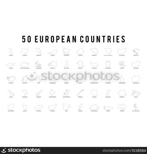 50 countries European map set