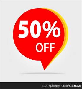 50% OFF Discount Sticker. Sale Red Tag Isolated Vector Illustration. Discount Offer Price Label, Vector Price Discount Symbol