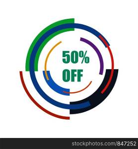 50 off. Sale. Abstraction technology in rainbow color. Eps10. 50 off. Sale. Abstraction technology in rainbow color