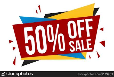 50% off sale banner design on white background, vector illustration