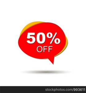 50% off sale speech bubble icon. Vector. 50% off sale speech bubble