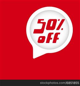 50 percent off discount red background. Special offer sale sticker. Vector Illustration.. Special offer sale sticker