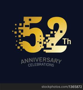 52 Year Anniversary logo template. Design Vector template for celebration