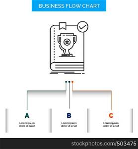 554, Book, dominion, leader, rule, rules Business Flow Chart Design with 3 Steps. Line Icon For Presentation Background Template Place for text. Vector EPS10 Abstract Template background
