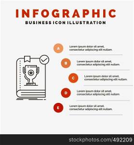 554, Book, dominion, leader, rule, rules Infographics Template for Website and Presentation. Line Gray icon with Orange infographic style vector illustration. Vector EPS10 Abstract Template background