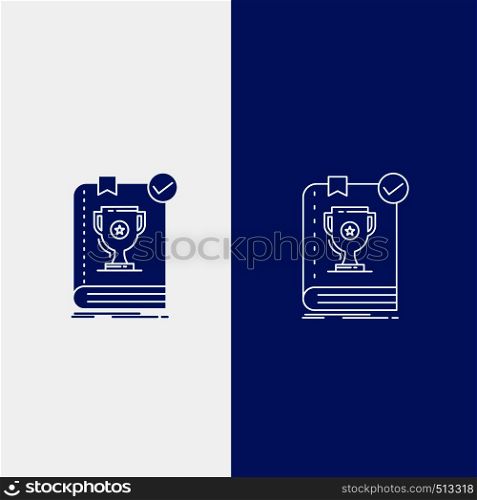554, Book, dominion, leader, rule, rules Line and Glyph web Button in Blue color Vertical Banner for UI and UX, website or mobile application. Vector EPS10 Abstract Template background