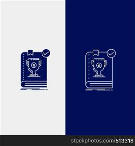 554, Book, dominion, leader, rule, rules Line and Glyph web Button in Blue color Vertical Banner for UI and UX, website or mobile application. Vector EPS10 Abstract Template background