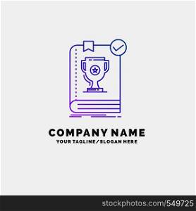 554, Book, dominion, leader, rule, rules Purple Business Logo Template. Place for Tagline. Vector EPS10 Abstract Template background