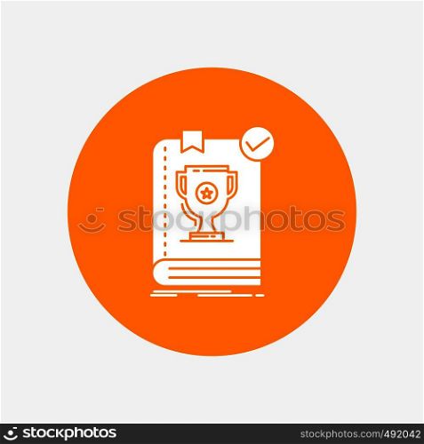 554, Book, dominion, leader, rule, rules White Glyph Icon in Circle. Vector Button illustration. Vector EPS10 Abstract Template background