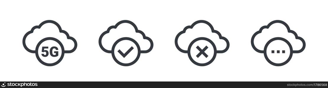 5G cloud icons. High speed internet icons. 5G signal icons concept. Vector illustration